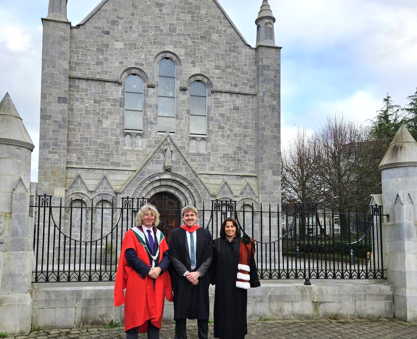 L - R Professor John Morrissey, School of Microbiology, Adam Carroll and Professor Maria de Sousa Gallagher, School of Engineering and Architecture